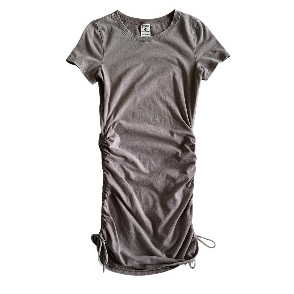 PINK Victoria's Secret Ruched Side‎ Drawstring Mini T-Shirt Dress Mauve XS